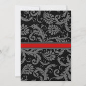 ブラックダマスクプラムハートRSVP結婚式招待状 招待状 (裏面)