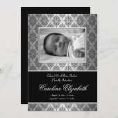 ブラックダマスクベビー誕生のお知らせ 案内状 (正面/裏面)