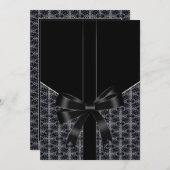 ブラックダマスクホワイトレース5x7結婚式招待状 招待状 (正面/裏面)