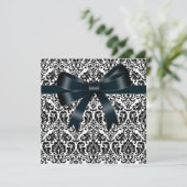 ブラックダマスクボウブラックタイパーティーイベントテンプレート 招待状 (スタンド正面)