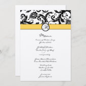 ブラックダマスクボーダー結婚式招待状 メニュー (正面/裏面)
