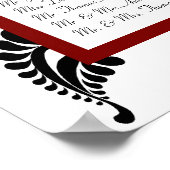 ブラックダマスクマルーンまたは任意の色のシーティングチャート ポスター (角)