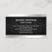 ブラックダマスクミュージック先生シルバードラムキットドラム 名刺 (裏面)