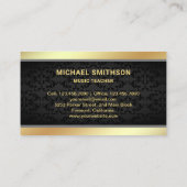 ブラックダマスクミュージック先生金ゴールドドラムキットドラム 名刺 (裏面)