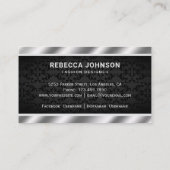 ブラックダマスクメタリックスチールシルバーのクラウン 名刺 (裏面)