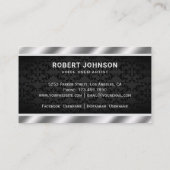 ブラックダマスクメタリックマイクの声オーバーのアーティスト 名刺 (裏面)