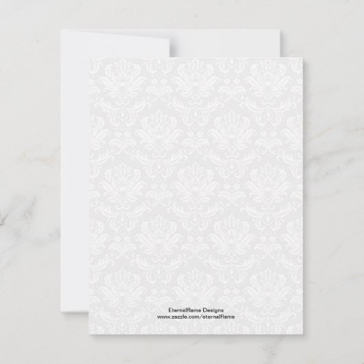 ブラックダマスクモノグラムリハーサルディナーカード 招待状 (裏面)