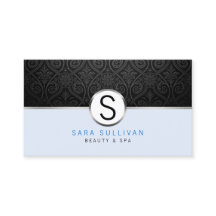 ブラックダマスクモノグラム美しいスパ名刺