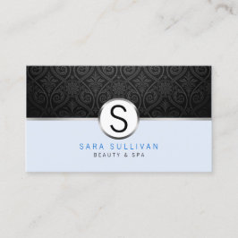 ブラックダマスクモノグラム美しいスパ名刺 名刺