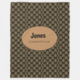 ブラックダマスクモノグラム フリースブランケット