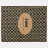 ブラックダマスクモノグラム フリースブランケット (正面(横))