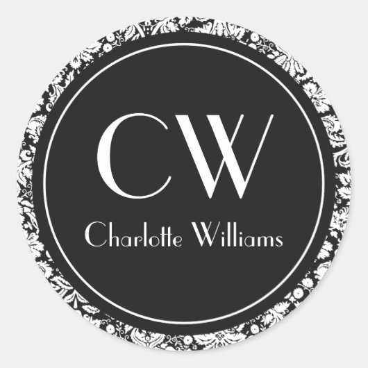 ブラックダマスクモノグラム ラウンドシール (正面)