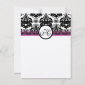 ブラックダマスクモノグラムRSVPメニュー付き返信 招待状 (裏面)