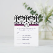 ブラックダマスクモノグラムRSVPメニュー付き返信 招待状 (スタンド正面)