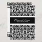 ブラックダマスクリハーサルディナーパーティー 招待状 (正面/裏面)