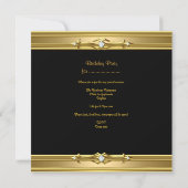 ブラックダマスクレッドバースデーパーティー金ゴールド2ダイヤモンド 招待状 (裏面)