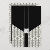 ブラックダマスクレースダイ結婚ヤモンドの5x7招待状 招待状 (正面/裏面)