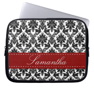 ブラックダマスクレースブロケードブロケードブロケード保護ケース ラップトップスリーブ