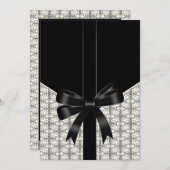 ブラックダマスクレースボー結婚ドの5x7招待状 招待状 (正面/裏面)