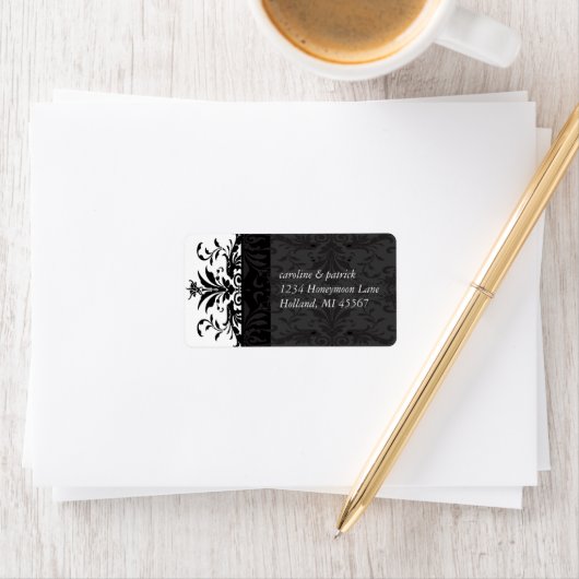 ブラックダマスク住所 シール- ラベル (インサイチュ)