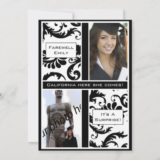 ブラックダマスク卒業さらば招待状 招待状 (正面)