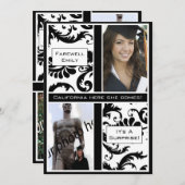 ブラックダマスク卒業さらば招待状 招待状 (正面/裏面)