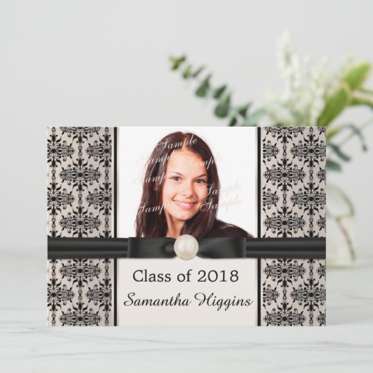 ブラックダマスク卒業開始招待状 招待状 (スタンド正面)