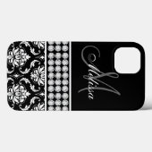 ブラックダマスク印刷ダイヤパーソナライズされたン Case-Mate iPhoneケース (裏面 (横))