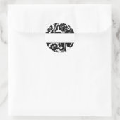 ブラックダマスク差出人住所 ラウンドシール (バッグ)