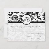 ブラックダマスク応答カード – マット側の文字 出欠カード (裏面)