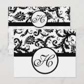 ブラックダマスク応答カード – マット側の文字 出欠カード (正面/裏面)