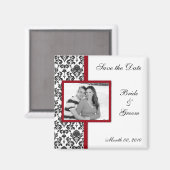 ブラックダマスク日付を保存するフォトマグネット マグネット (正面/裏面)