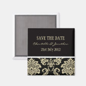 ブラックダマスク日付磁石を保存 マグネット (正面/裏面)