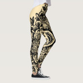 ブラックダマスク模様アスレチック付きクリームコーン レギンス (右)