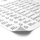 ブラックダマスク熱ピンクトリム座席表 ポスター (角)