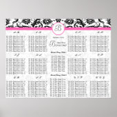 ブラックダマスク熱ピンクトリム座席表 ポスター (正面)