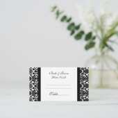 ブラックダマスク結婚式テーブル場所設定カード プレイスカード (スタンド正面)