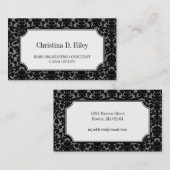 ブラックダマスク縁どフレームコンサルタントプロフェッショナル 名刺 (正面/裏面)
