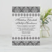 ブラックダマスク美しい-結婚式招待状 招待状 (スタンド正面)