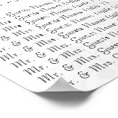 ブラックダマスク赤モノグラム座席表 ポスター (角)