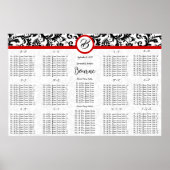 ブラックダマスク赤モノグラム座席表 ポスター (正面)