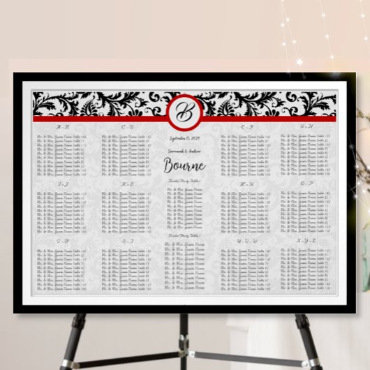 ブラックダマスク赤モノグラム座席表 ポスター