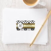 ブラックダマスク金ゴールドウェディングRSVP差出人住所 ラベル (インサイチュ)