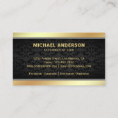 ブラックダマスク金ゴールドジャスティススケール弁護士弁護士 名刺 (裏面)