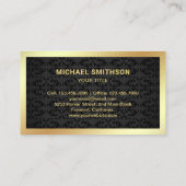 ブラックダマスク金ゴールドラグジュアリーヨットチャーター 名刺 (裏面)