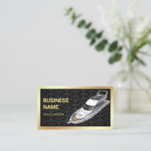 ブラックダマスク金ゴールドラグジュアリーヨットチャーター 名刺 (スタンド正面)