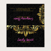 ブラックダマスク金ゴールドレース 名刺 (外部フラット)