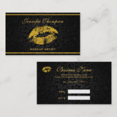 ブラックダマスク金ゴールド唇 名刺 (正面/裏面)