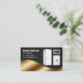 ブラックダマスク金ゴールド家電修理 名刺 (スタンド正面)