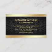 ブラックダマスク金ゴールド掃除機清掃サービス 名刺 (裏面)